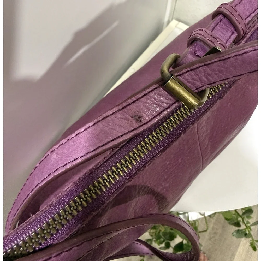 American Leather Co Plum Satchel Shoulder Bag Handbag Purse Purple